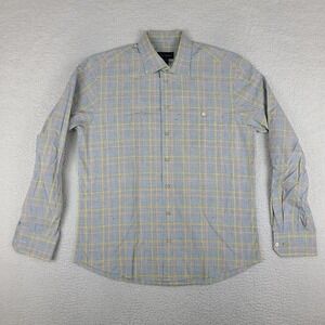 Scott Barber Shirt Mens Medium Gray Blue Yellow‎ Check Dress Button Up
